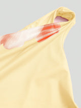 Robe longue moulante à col asymétrique imprimé lys