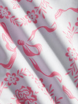 Ensemble bikini col V à nouer avec fleurs et sarong en dentelle assorti