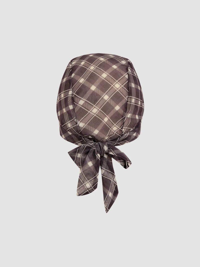 Ensemble bikini triangle à col halter vichy avec short et écharpe