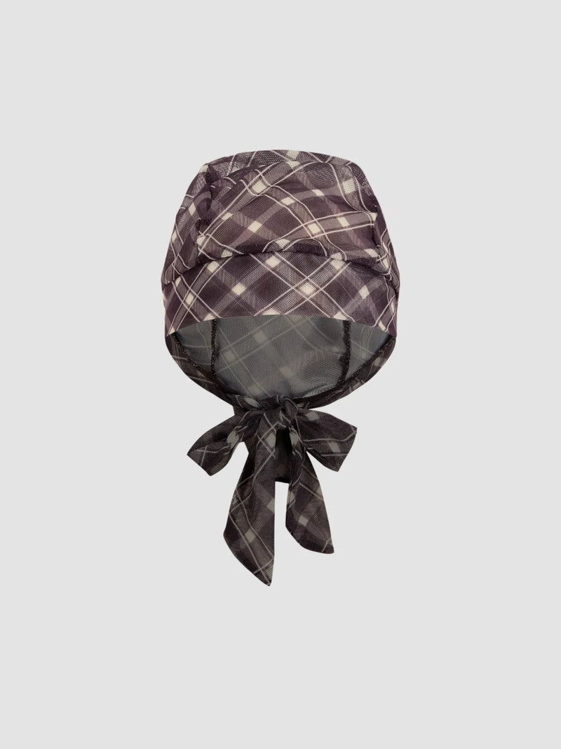 Ensemble bikini triangle à col halter vichy avec short et écharpe