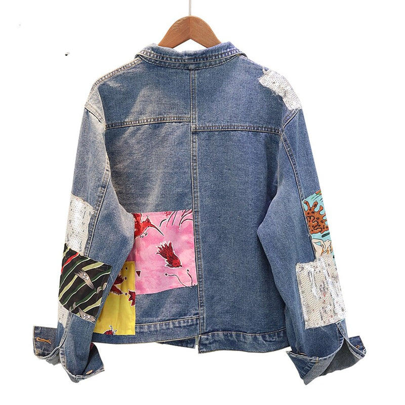 denim jacket cartoon print jacket