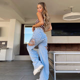 High Waist Ripped Casual Jeans