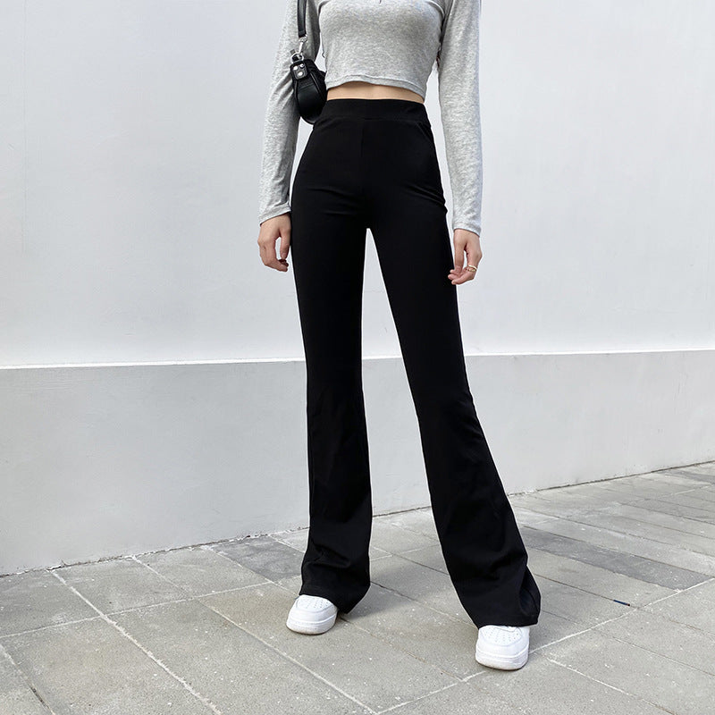 High Waist Slim Micro Flared Casual Pants