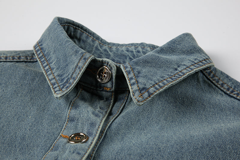 Retro Long-sleeved Denim Shirt