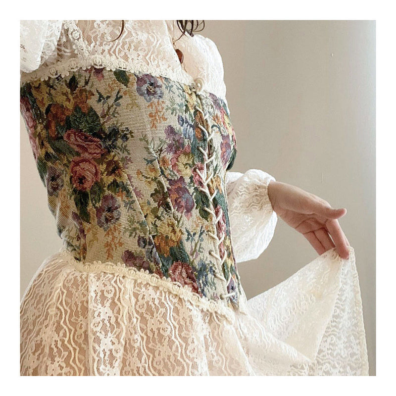 French Court Style Lace Vintage Tunic Vest