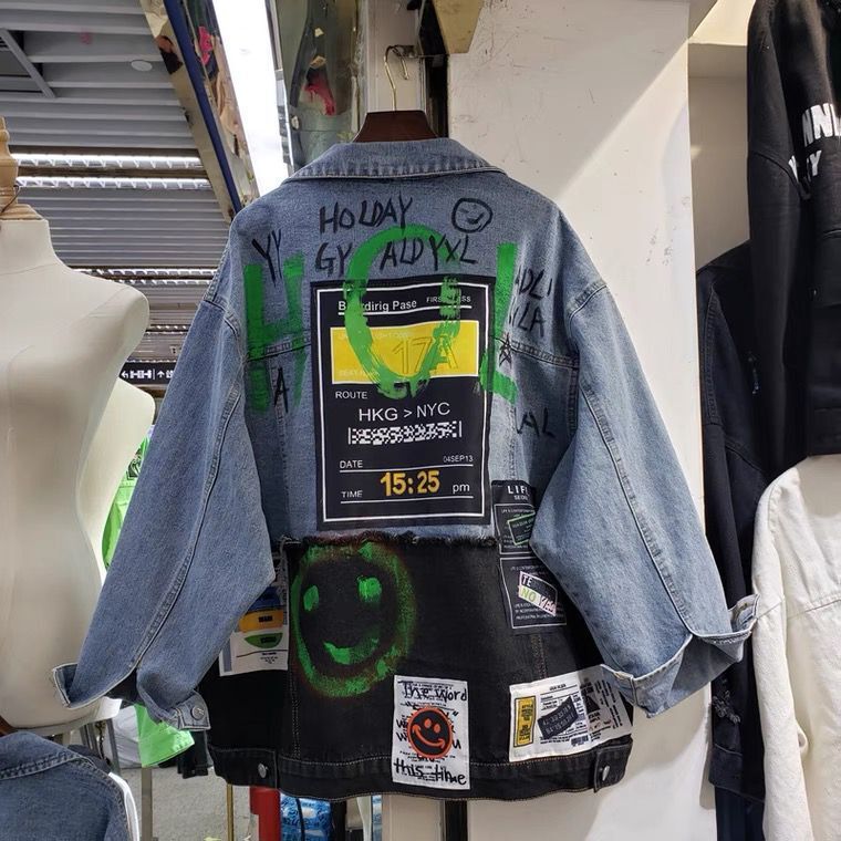 Cloth Stitching Denim Mid-length Jacket