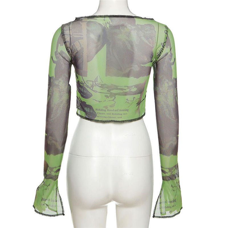 Street Printing Navel Slim T-shirt