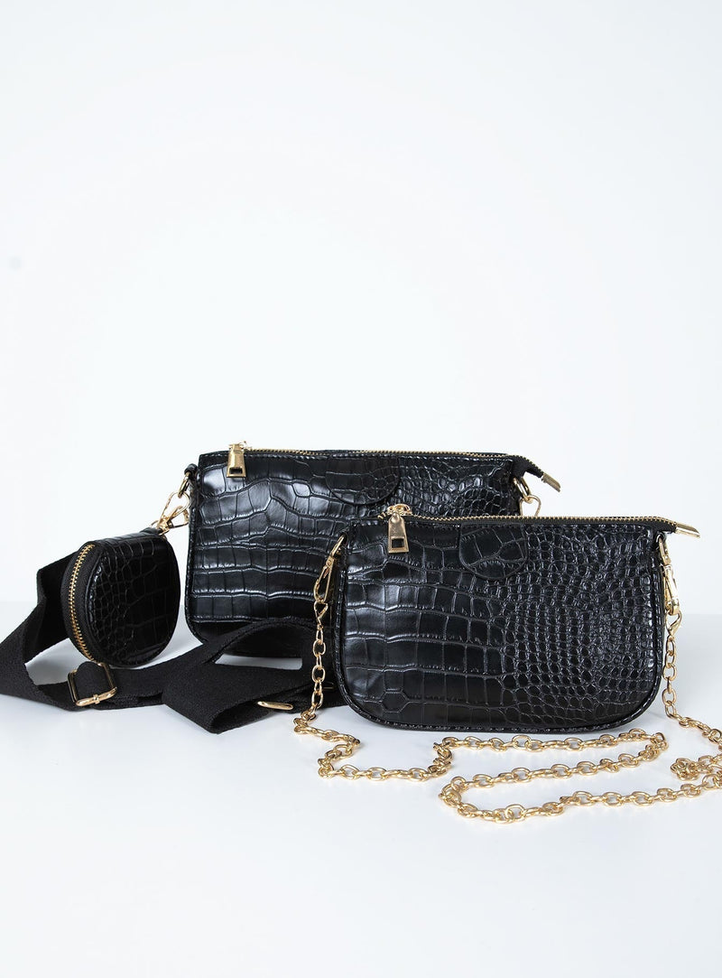 Harvey Croc Multi Pocket Bag Black