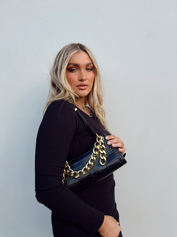 All Night Long Chain Bag Black