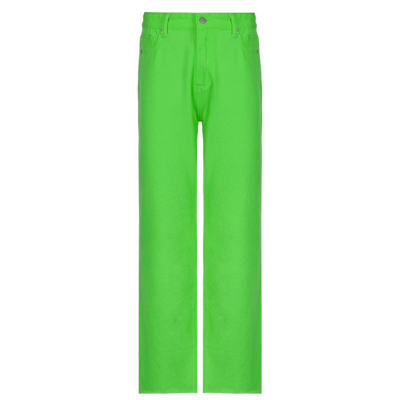 Candy Color High Waist Casual Straight Pants
