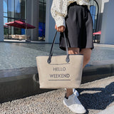 Canvas Fashion Printed Letters Large Capacity Shoulder Bag