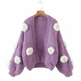 Big Flower Sweater Cardigan