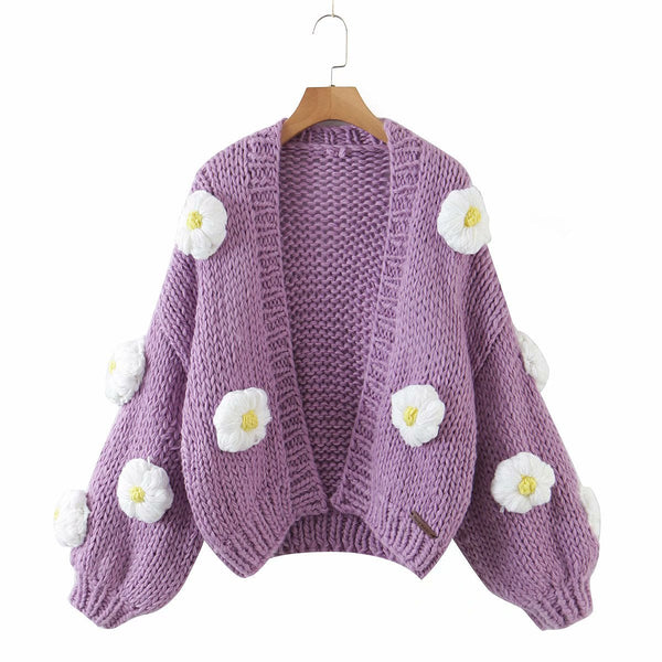 Big Flower Sweater Cardigan