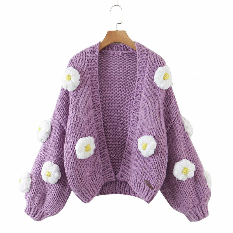 Big Flower Sweater Cardigan