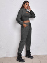 Sports Drawstring Hoodie Loose Three-Piece Suit