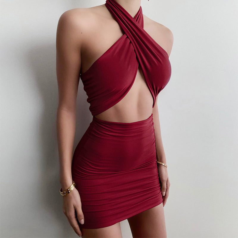 cross halter dress halter