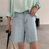 High-waisted Wide-leg Denim Shorts