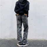 High Waist Straight Wide Leg Printed Jeans