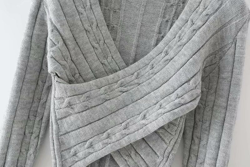 Grey Twist Knit Sweater