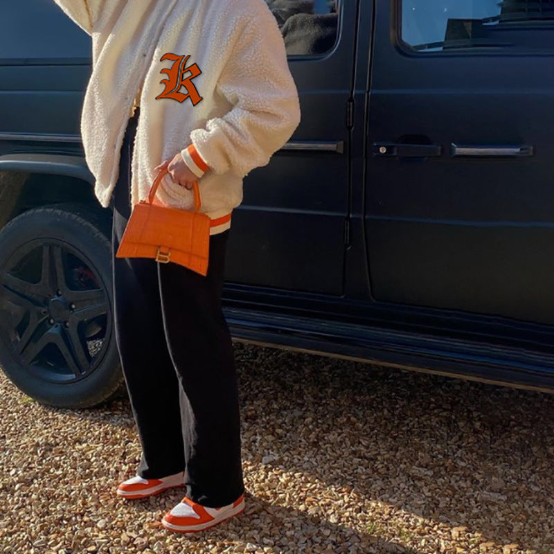 Loose Stand-collar Lamb Velvet Jacket