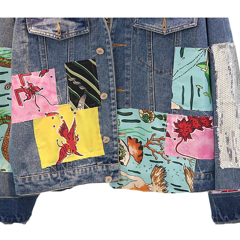 denim jacket cartoon print jacket