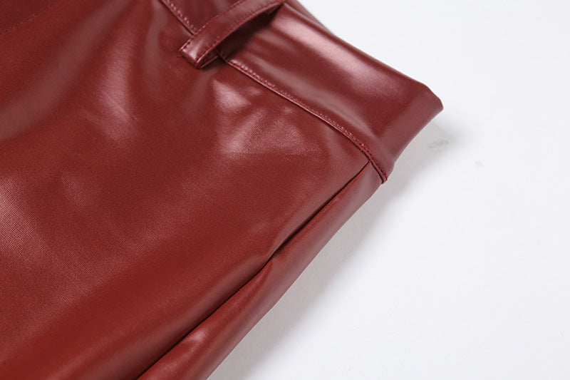 All-match fashionable casual Leather pants
