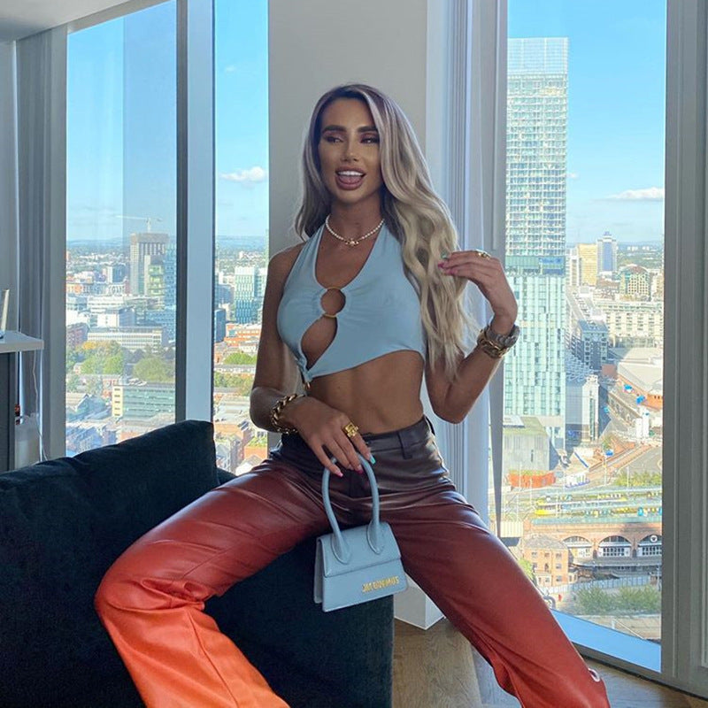 All-match fashionable casual Leather pants