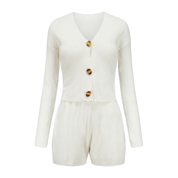 Two-piece casual sweater shorts suit