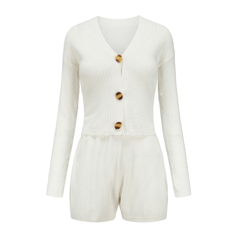 Two-piece casual sweater shorts suit