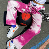 Tie-dye casual straight-leg pants