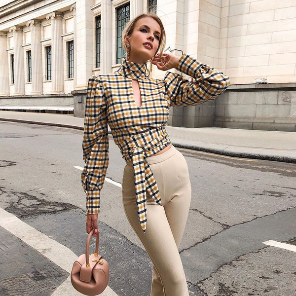 Long Sleeve Plaid Top