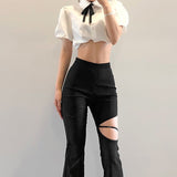 High Waist Sexy Hollow Casual Flared Pants