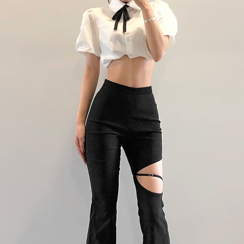 High Waist Sexy Hollow Casual Flared Pants
