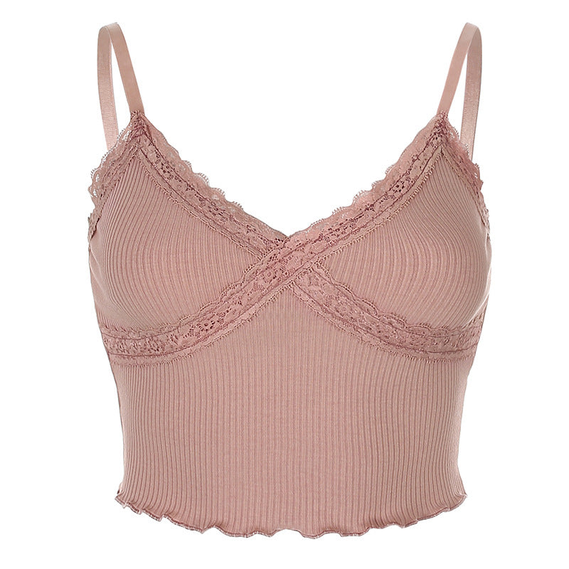 Navel lace pit strip dense side camisole