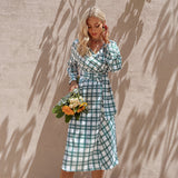 Plaid Dress With Lapel Design