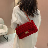 Solid Color Velvet Quilted Bag