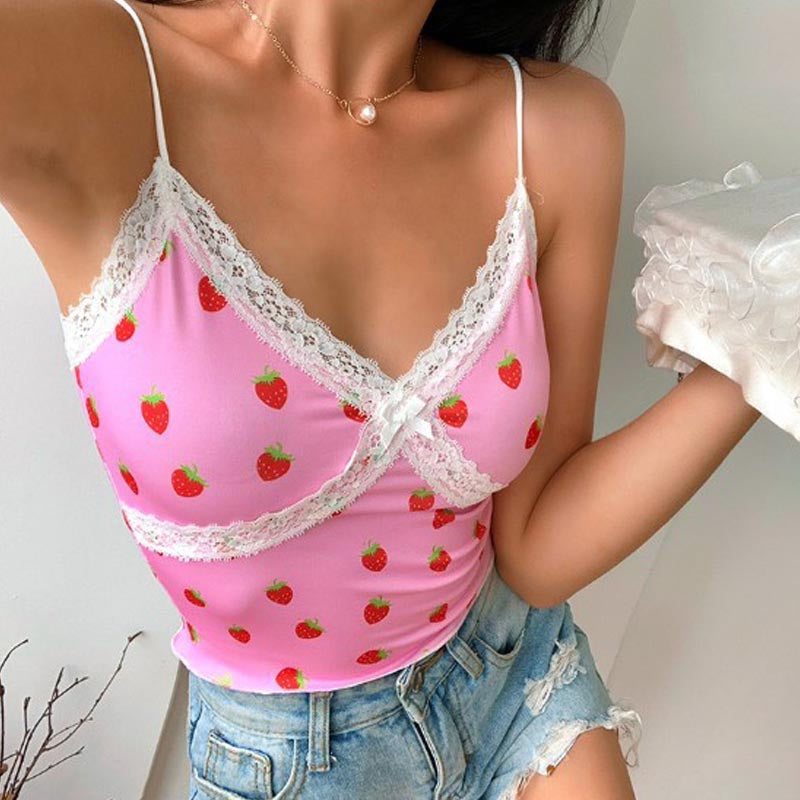 Sexy V-neck Strawberry Camisole