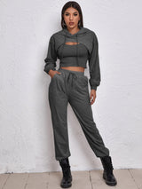 Sports Drawstring Hoodie Loose Three-Piece Suit