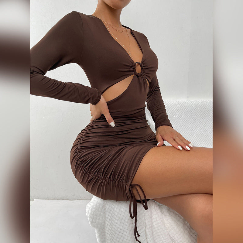 Sexy V-neck Long-sleeved Dress