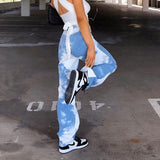 Tie-dye casual straight-leg pants
