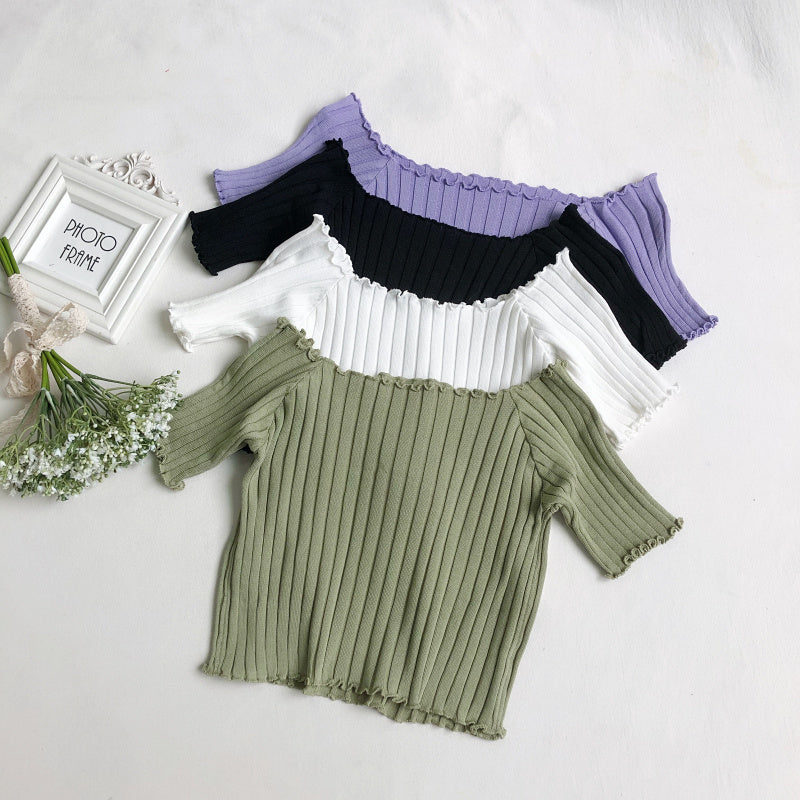 Shoulder short sleeves with wooden ears