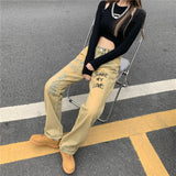 High Waist Slim Straight Loose Splash Jeans