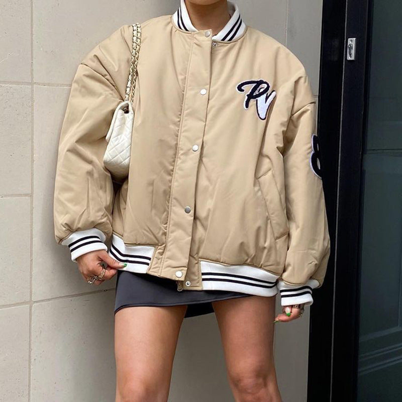 Stand Collar Zipper American Baseball Jacket