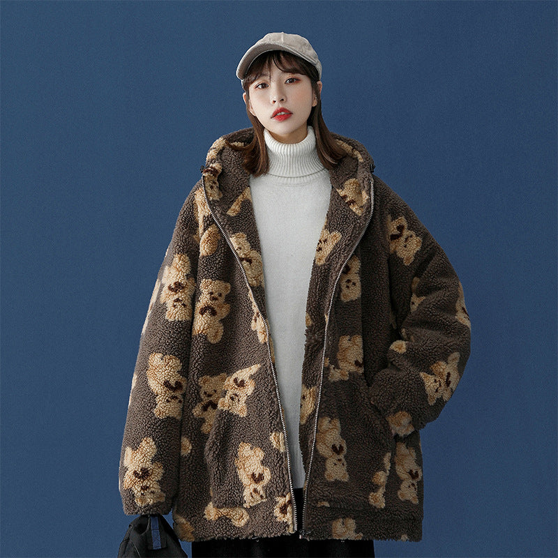 Lamb fur bear cotton coat