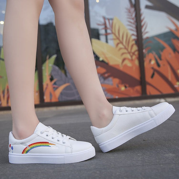 Rainbow white shoes