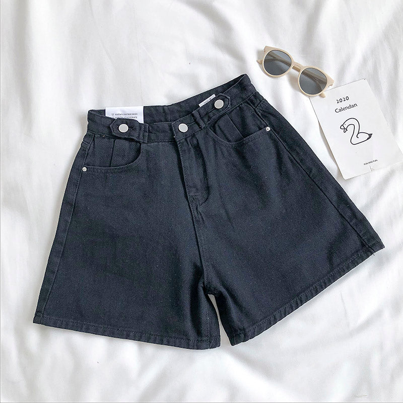 Plain denim shorts