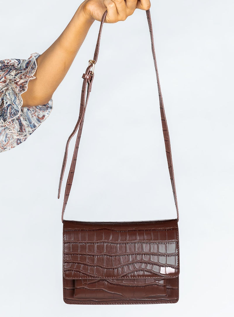 Valentine Croc Bag Brown