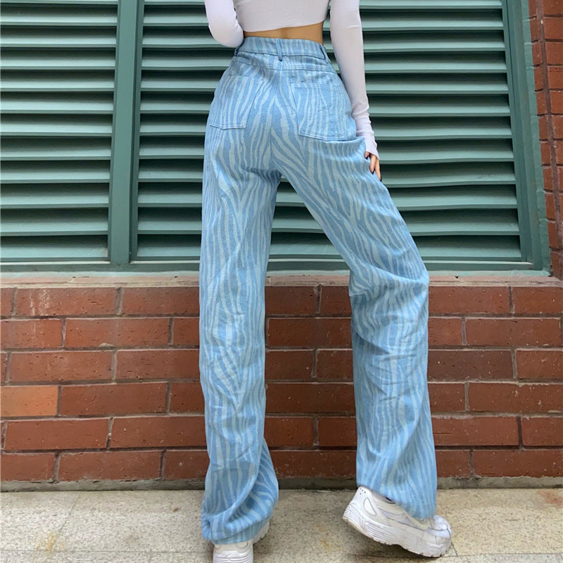 High Waist Slim Blue Jeans