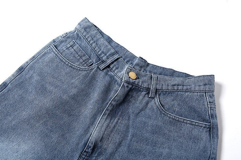 American Ripped High Waist Wide Leg Jeans