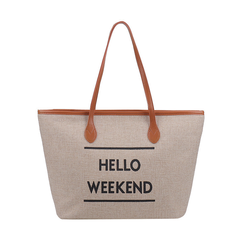 Canvas Fashion Printed Letters Large Capacity Shoulder Bag